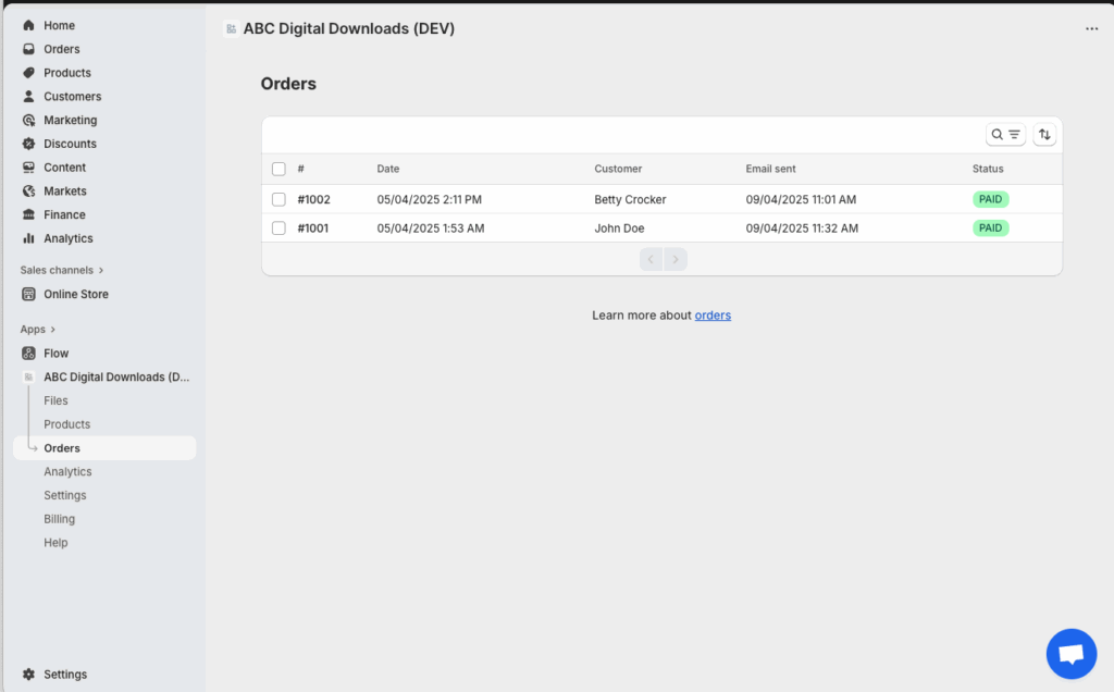 Orders dashboard with an order selected to open it and manually attach files